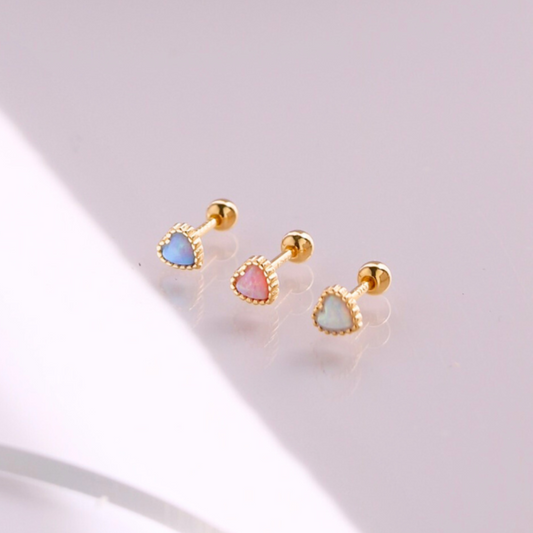 Opal heart piercing