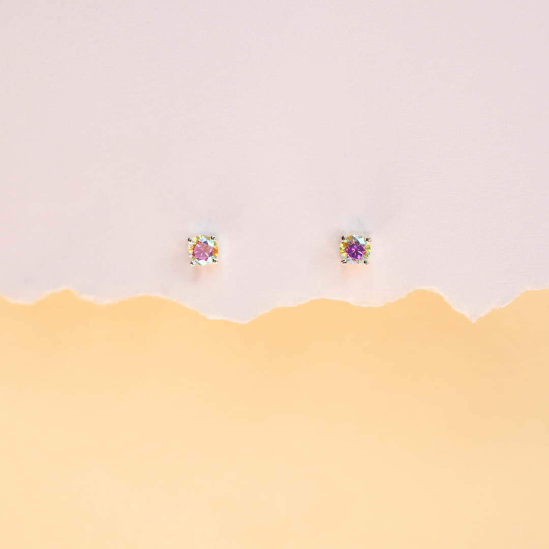 Aurora sparkle studs-Round