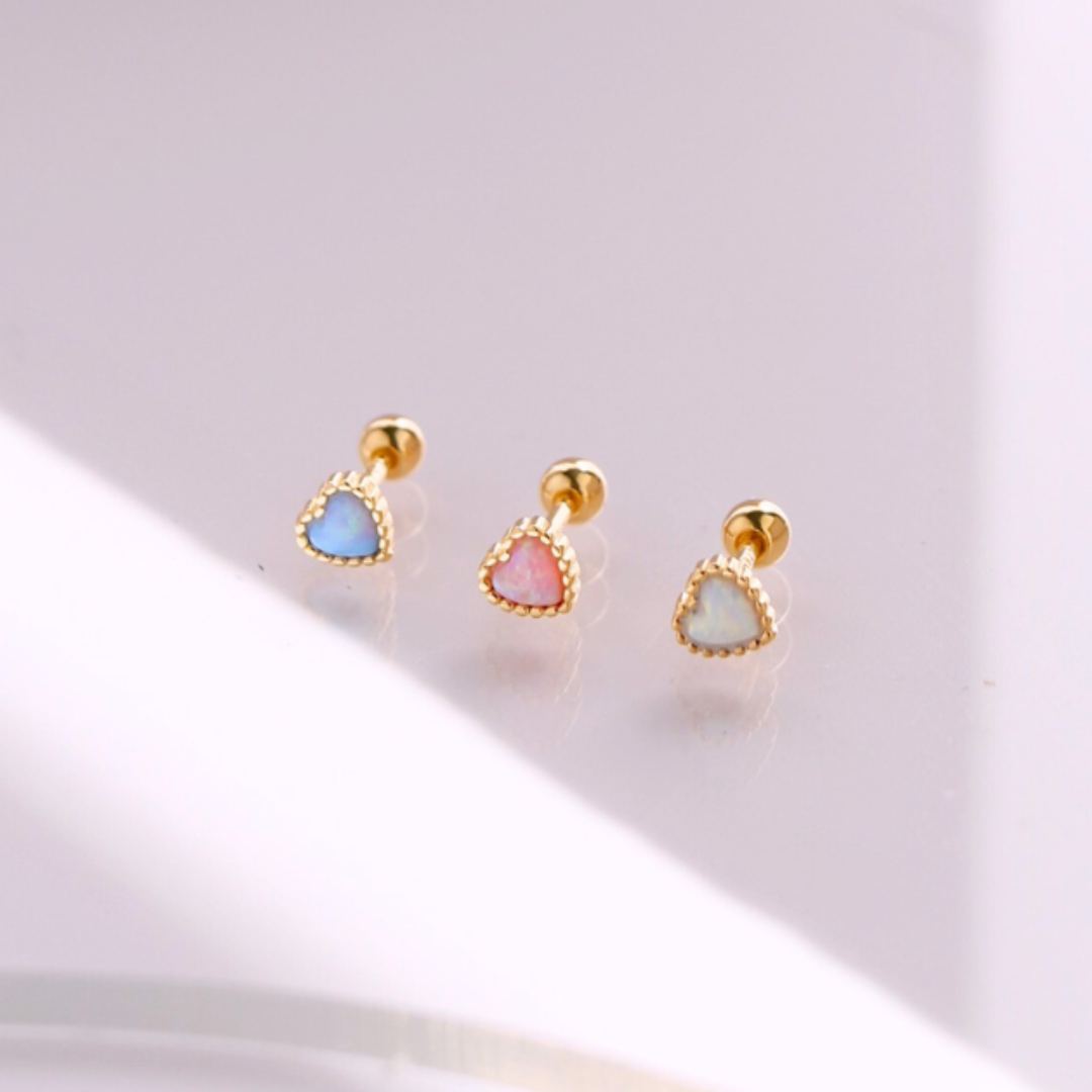 Opal heart piercing