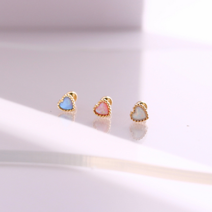 Opal heart piercing