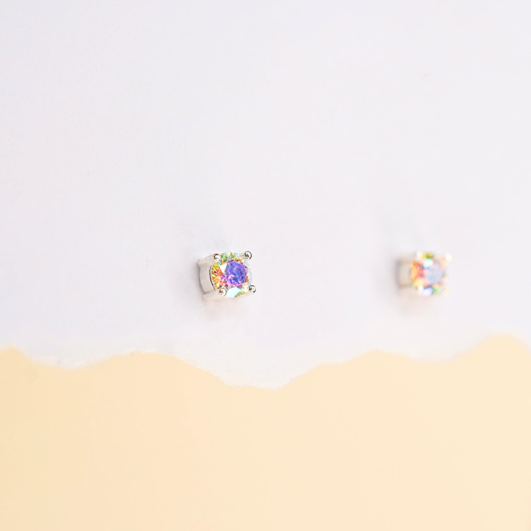 Aurora sparkle studs-Round