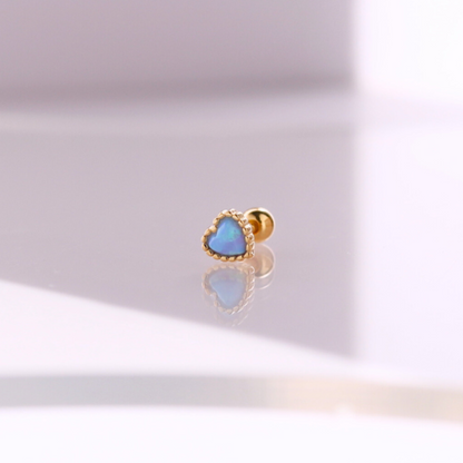 Opal heart piercing