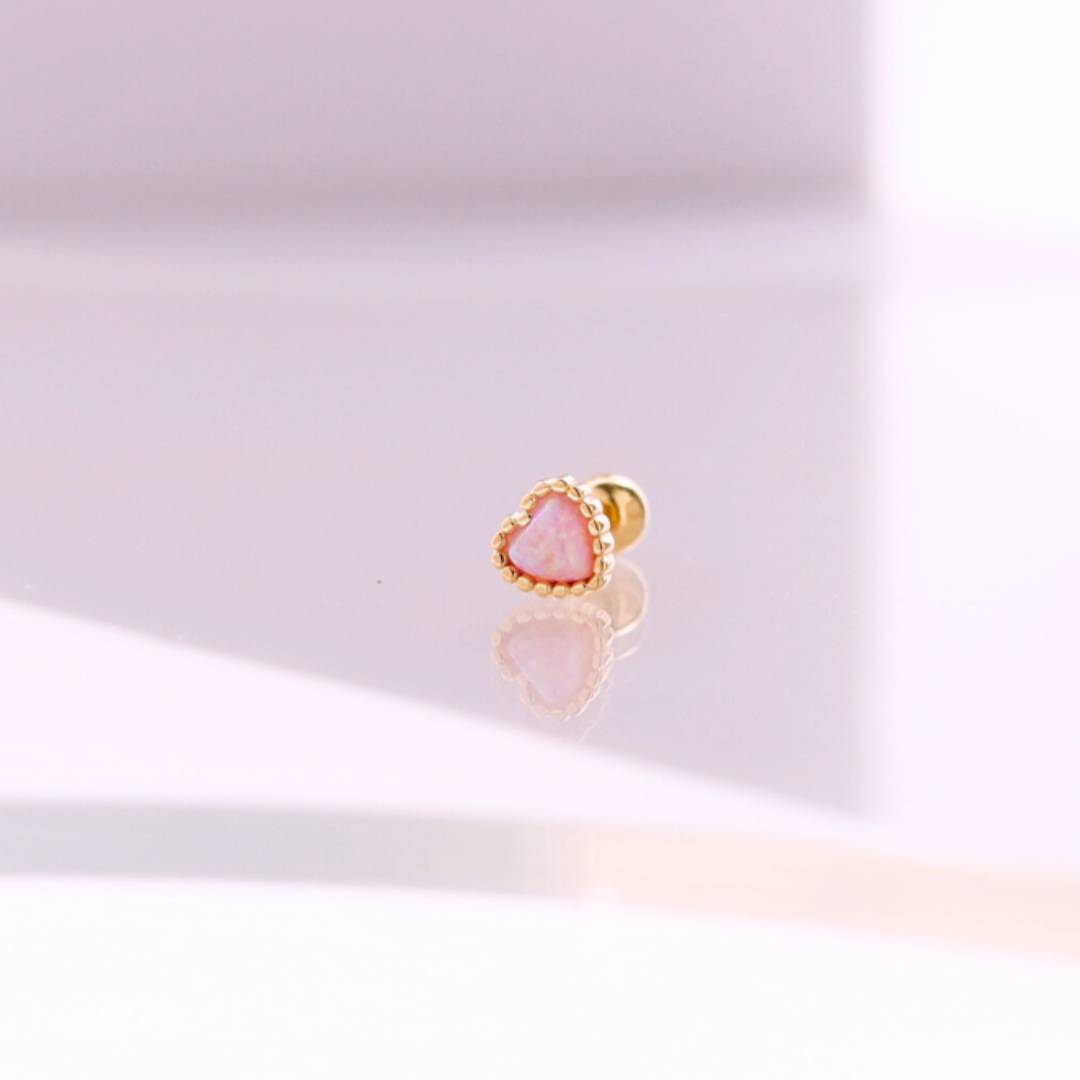 Opal heart piercing