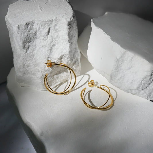 Gravity double loop earrings
